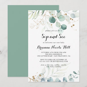 Rustieke Eucalyptus Goud Bloemen Sip en See Kaart