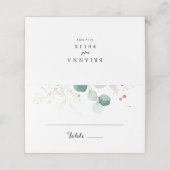 Rustieke Eucalyptus Goud Bloemen Trouwplaats Kaart Plaatskaartje (Buitenkant ongevouwen)