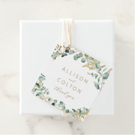 Rustieke eucalyptus goud groen boho bruiloft bedankjes labels