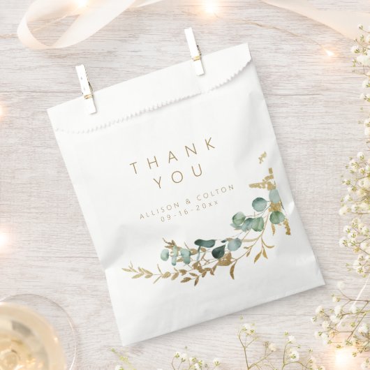 Rustieke eucalyptus goud groen boho bruiloft bedankzakje (Geknipt)