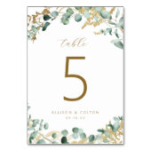 Rustieke eucalyptus goud groen boho bruiloft kaart (Voorkant)