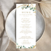 Rustieke eucalyptus goud groen boho bruiloft menu