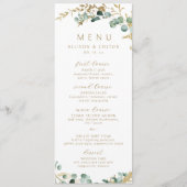 Rustieke eucalyptus goud groen boho bruiloft menu (Voorkant)