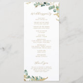 Rustieke eucalyptus goud groen boho bruiloft programmakaart (Achterkant)