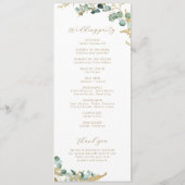 Rustieke eucalyptus goud groen boho bruiloft programmakaart (Achterkant)