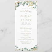 Rustieke eucalyptus goud groen boho bruiloft programmakaart (Voorkant)