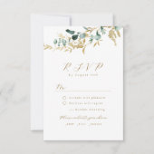 Rustieke eucalyptus goud groen boho bruiloft RSVP (Voorkant)
