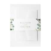 Rustieke eucalyptus goud groen boho bruiloft uitnodigingen wikkel (Voorkant Voorbeeld)