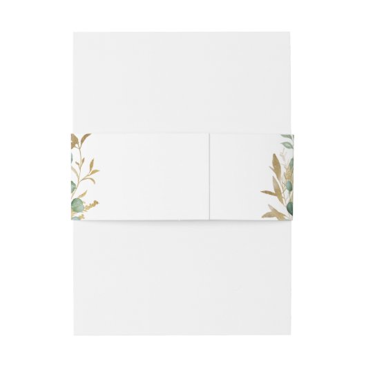 Rustieke eucalyptus goud groen boho bruiloft uitnodigingen wikkel (Achterkant Voorbeeld)