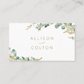 Rustieke eucalyptus goud groen Bruiloft Details Plaatskaartje (Achterkant)