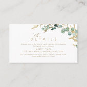 Rustieke eucalyptus goud groen Bruiloft Details Plaatskaartje (Voorkant)