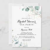 Rustieke Eucalyptus Goud Vrijgezellenfeest Tea Par Kaart (Voorkant)