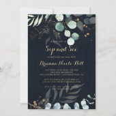 Rustieke Eucalyptus Gouden Bloem Blauw Slurk en Ki Kaart (Voorkant)