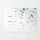 Rustieke Eucalyptus Gouden Bloem Drieluik Uitnodiging (Cover)