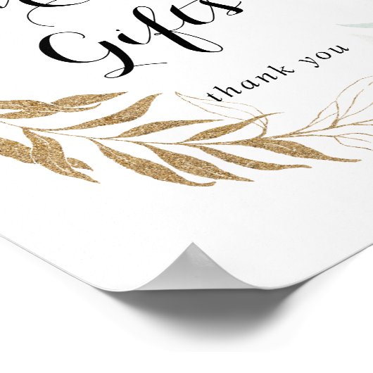 Rustieke Eucalyptus Gouden Bloemen Kaarten en Cade Poster (Hoek)