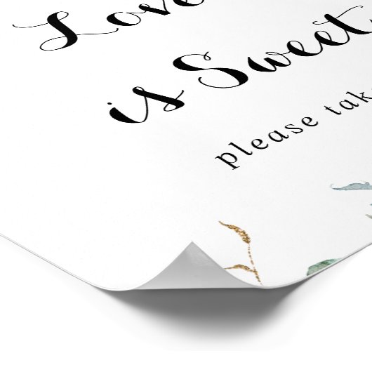 Rustieke Eucalyptus Gouden Bloemige Love Is Sweet  Poster (Hoek)