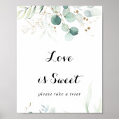 Rustieke Eucalyptus Gouden Bloemige Love Is Sweet  Poster (Voorkant)