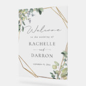 Rustieke eucalyptus & gouden bruiloft welkom acryl bord (Hoek)