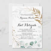 Rustieke Eucalyptus Gouden Calligrafie Bat Mitzvah Kaart (Voorkant)