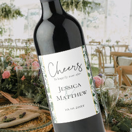 Rustieke Eucalyptus Gouden Folie Bruiloft Wijn Lab Etiket