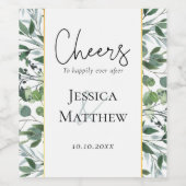 Rustieke Eucalyptus Gouden Folie Bruiloft Wijn Lab Wijn Etiket (Enkel label)