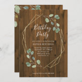 rustieke eucalyptus | Gouden geometrische verjaard Kaart (Voorkant / Achterkant)