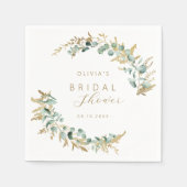 Rustieke eucalyptus gouden groen boho Bruidsuitnod Servet (Voorkant)