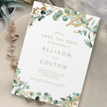 Rustieke eucalyptus gouden groen boho save the dat