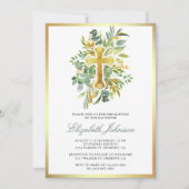 Rustieke Eucalyptus Gouden Groene Doop Kaart (Voorkant)