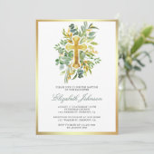 Rustieke Eucalyptus Gouden Groene Doop Kaart (Staand voorkant)