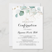 Rustieke eucalyptus gouden kalligrafie bevestiging kaart (Voorkant)