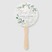 Rustieke Eucalyptus Gouden Kalligrafie Bruiloft Handwaaier (Voorkant)