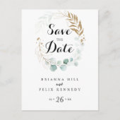 Rustieke Eucalyptus Gouden Kalligrafie Save the Da Briefkaart (Voorkant)