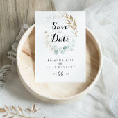 Rustieke Eucalyptus Gouden Kalligrafie Save the Da Briefkaart