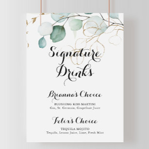 Rustieke Eucalyptus Gouden Signature Drankenbord Poster