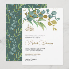 Rustieke Eucalyptus Gouden Tak Islamitische Mehndi Kaart