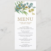 Rustieke Eucalyptus Gouden Tak Trouwdetails Menu (Voorkant)