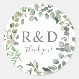 Rustieke Eucalyptus Green Duo Dank u Ronde Sticker