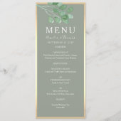 Rustieke Eucalyptus Green Wedding Menu Kaart (Voorkant)