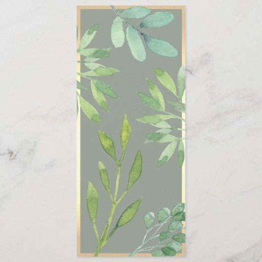 Rustieke Eucalyptus Green Wedding Menu Kaart (Achterkant)