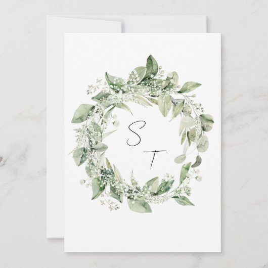 Rustieke Eucalyptus Greenery Baby's Breath Wedding Kaart (Achterkant)