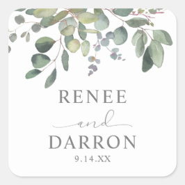 Rustieke Eucalyptus Greenery Duo 1B Square Sticker