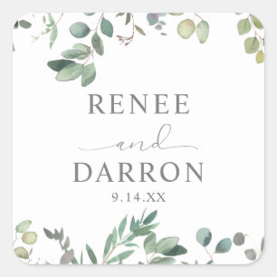 Rustieke Eucalyptus Greenery Duo 3 vierkante Stick Sticker