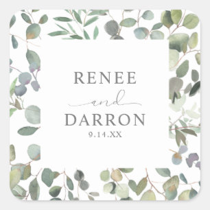 Rustieke Eucalyptus Greenery Duo 4 vierkante Stick Sticker