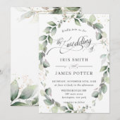 Rustieke Eucalyptus Greenery Krans Bladerige bruil Kaart (Voorkant / Achterkant)
