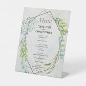 Rustieke Eucalyptus Greenery Wedding Menu Sign Reclamebord Met Voetstuk (Voorkant)