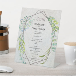 Rustieke Eucalyptus Greenery Wedding Menu Sign Reclamebord Met Voetstuk