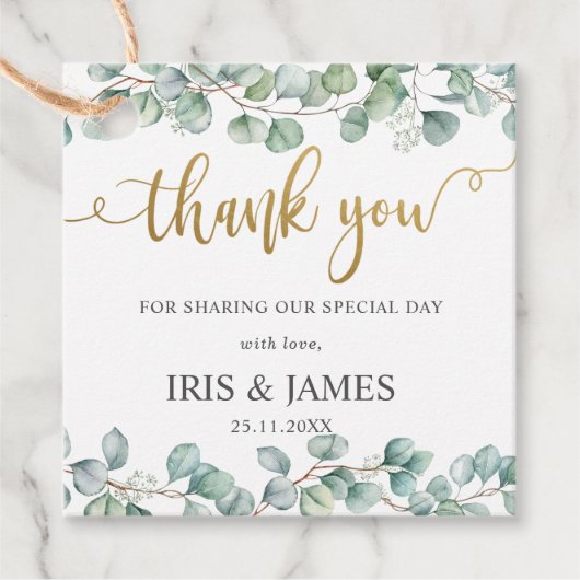 Rustieke Eucalyptus groen blad bruiloft dank u Bedankjes Labels (Voorkant)