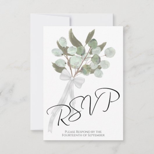 Rustieke Eucalyptus & groen boeket Chique bruiloft RSVP Kaartje (Voorkant)