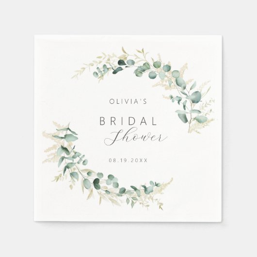 Rustieke eucalyptus groen boho Bruidsuitnodiging Servet (Voorkant)